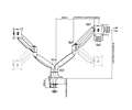 VALUE Dual Monitor Arm, Desk Clamp, 4 Joints, height adjustable separately, gas spring