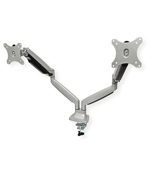 VALUE Dual Monitor Arm, Desk Clamp, 4 Joints, height adjustable separately, gas spring