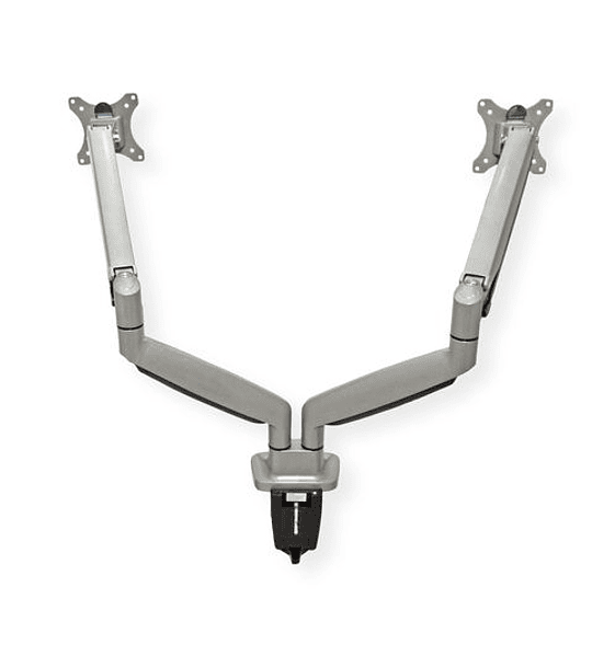 VALUE Dual Monitor Arm, Desk Clamp, 4 Joints, height adjustable separately, gas spring