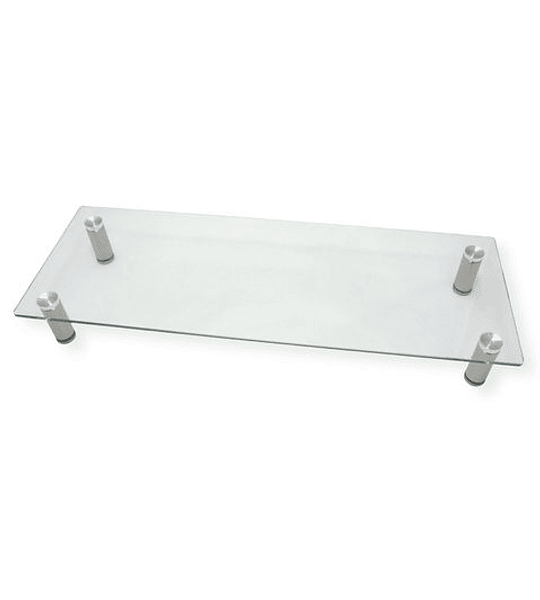 ROLINE Adjustable Tempered Glass Surface Risers (Square), with adjustable metal feet
