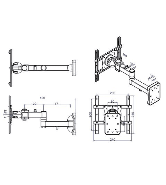 ROLINE Wall Mount TV Holder, 5 Joints, < 25 kg