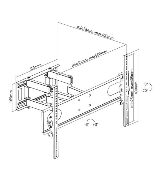 VALUE Solid Articulating Wall Mount TV Holder, up para 177.8cm (37" - 70"), black