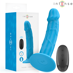INTENSE - VIBRADOR REALÍSTICO PHOEBE 10 VIBRAÇÕES CONTROLE REMOTO AZUL