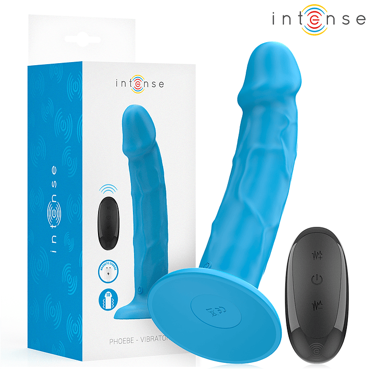 INTENSE - VIBRADOR REALÍSTICO PHOEBE 10 VIBRAÇÕES CONTROLE REMOTO AZUL 1