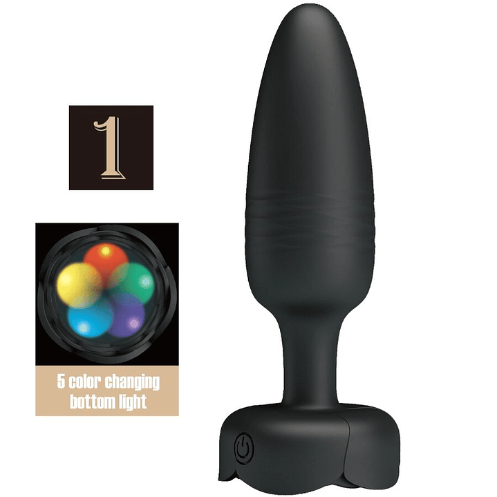 PRETTY LOVE - TARION ANAL PLUG COM LUZ LED PRETO 12,5 CM 1