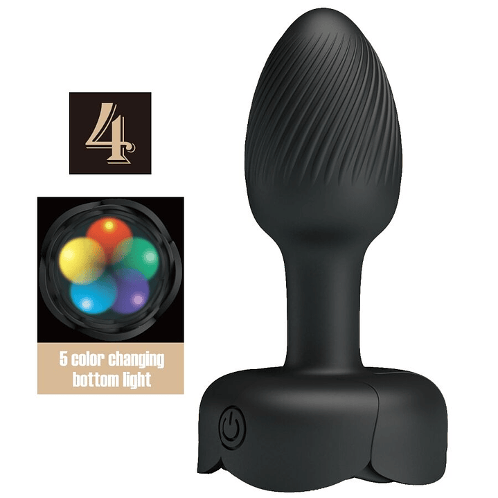 PRETTY LOVE - OLMAN PLUG ANAL COM LUZ LED PRETO 8,8 CM 1