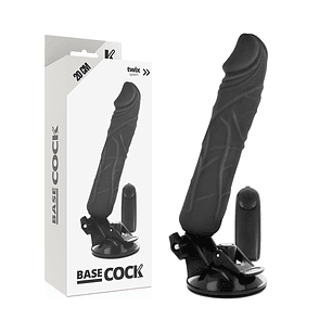 BASECOCK - CONTROLE REMOTO VIBRADOR REALÍSTICO PRETO 20 CM -O- 4 CM