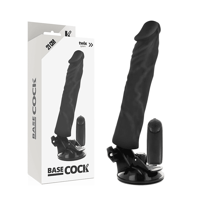 BASECOCK - CONTROLE REMOTO VIBRADOR REALÍSTICO PRETO 21 CM -O- 4 CM 1