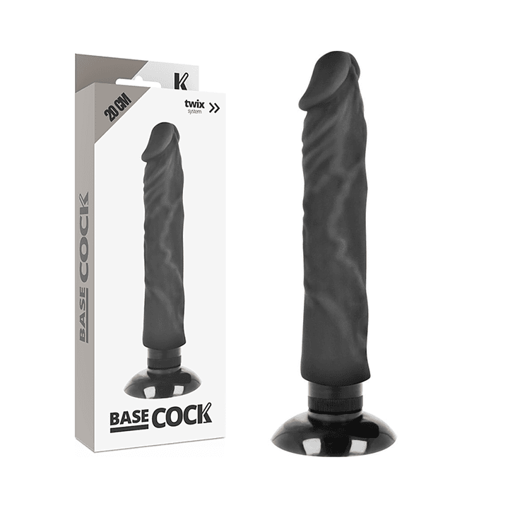BASECOCK - VIBRADOR REALÍSTICO BASECOCK 2-1 PRETO 20 CM -O- 4 CM 1