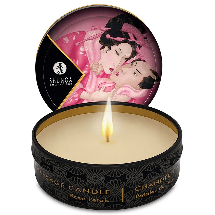 SHUNGA - MINI CARESS BY CANDELIGHT ROSES VELA DE MASSAGEM 30 ML 1