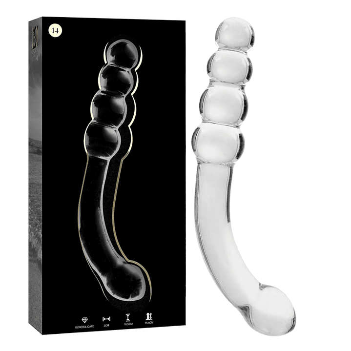 NEBULA SERIES BY IBIZA - MODELO 14 DILDO VIDRO BOROSILICADO TRANSPARENTE 18.5 CM -O- 3 CM 1