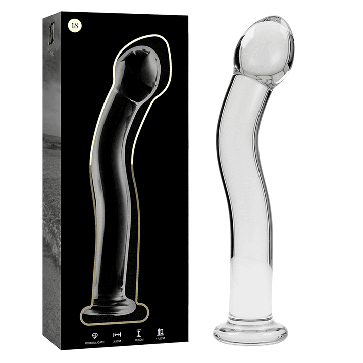 SÉRIE NEBULA BY IBIZA - MODELO 18 DILDO VIDRO BOROSILICADO TRANSPARENTE 18.5 CM -O- 3.5 CM 1