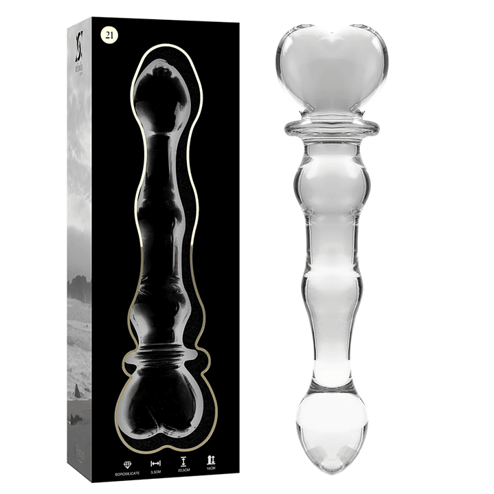 NEBULA SERIES BY IBIZA - MODELO 21 DILDO VIDRO BOROSILICADO TRANSPARENTE 20.5 CM -O- 3.5 CM 1