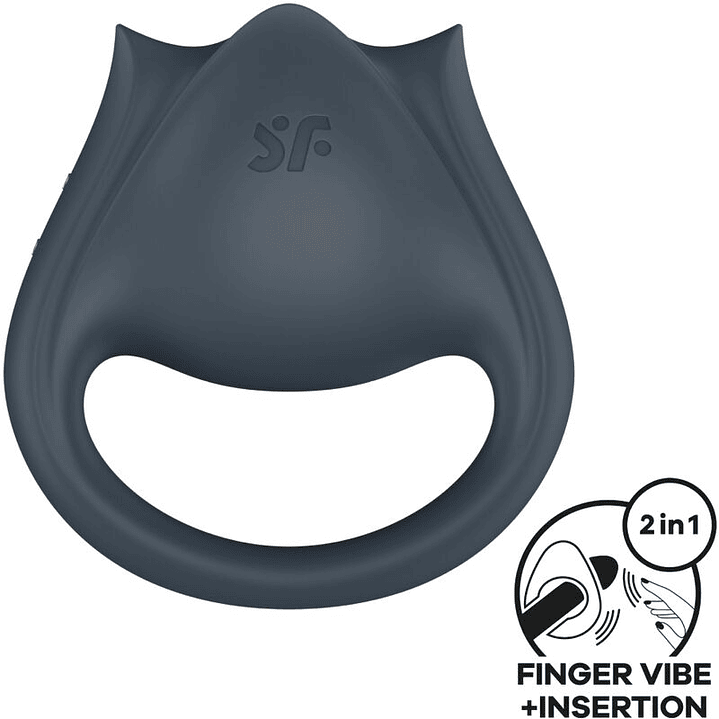 SATISFYER - PERFECT PAIR 2 MULTIVIBRANTES 2 EM 1 ANEL PARA PÊNIS E ESTIMULADOR DE DEDO CINZA 1