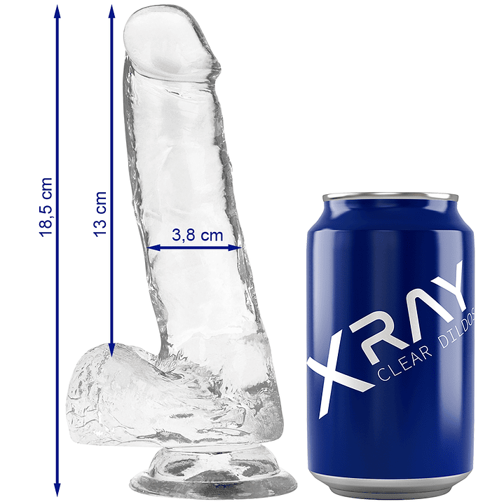 X RAY - DILDO TRANSPARENTE COM BOLAS 18.5 CM -O- 3.8 CM 1
