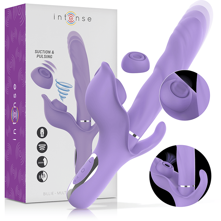 INTENSE - VIBRADOR DE SUCÇÃO MULTIFUNCIONAL BILLIE RECARREGÁVEL COM BOTÃO ROXO 1