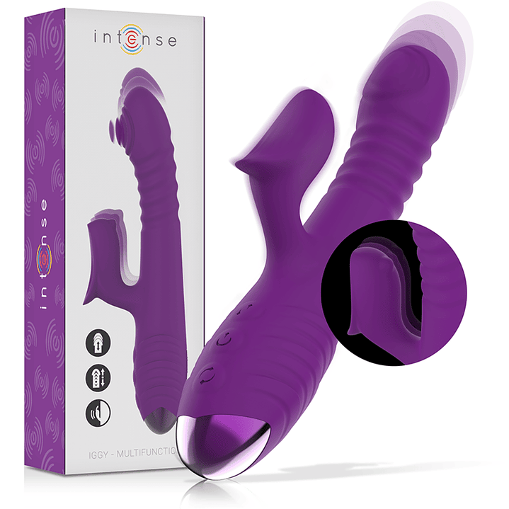 INTENSE - VIBRADOR RECARREGVEL MULTIFUNO IGGY PARA CIMA E PARA BAIXO COM ESTIMULADOR CLITÓRICO ROXO 1