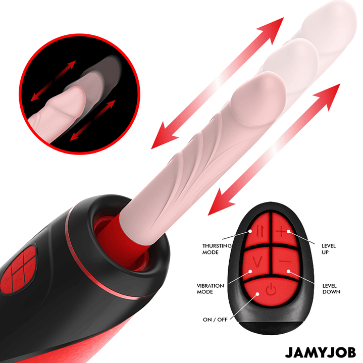 JAMYJOB - MASTURBADOR AUTOMÁTICO BASE PYSTON COM DILDO DE CONTROLE REMOTO 1