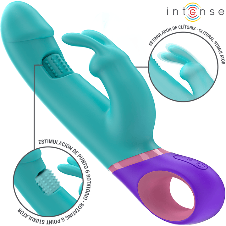 INTENSE - MONICA RABBIT VIBRADOR COM ESTIMULADOR G-SPOT ROTATIVO AZUL 1
