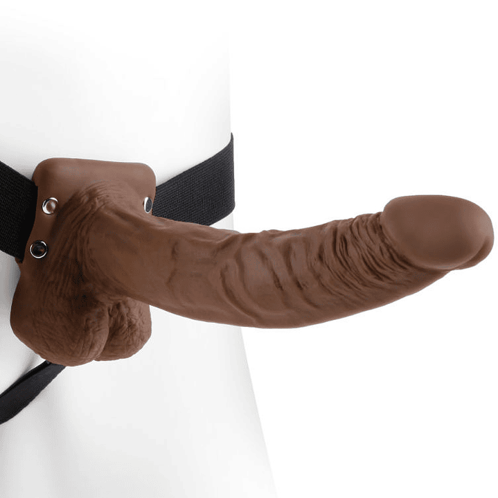 FETISH FANTASY SERIES - 9 STRAP-ON OCO COM BOLAS 22,9CM CASTANHO 1