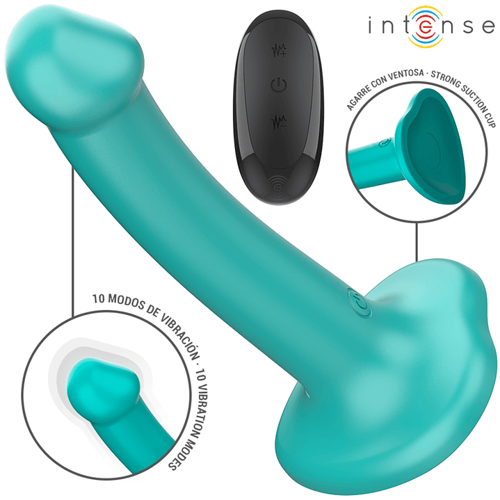 INTENSE - VIBRADOR KATIE COM VENTOSA 10 VIBRAÇÕES CONTROLE REMOTO AZUL 1
