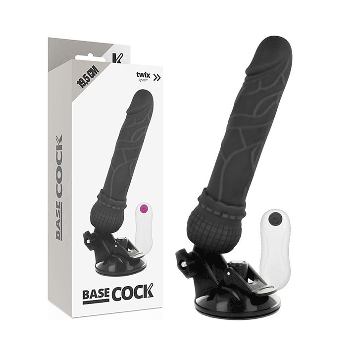 BASECOCK - VIBRADOR DE CONTROLE REMOTO REALISTA PRETO 19.5 CM -O- 4 CM 1