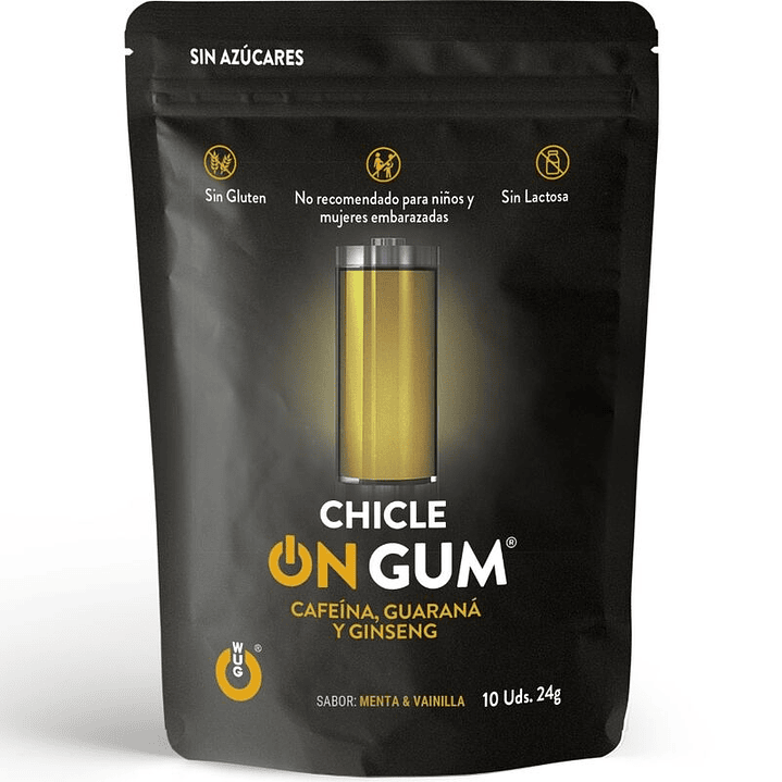 WUG GUM - ON CAFFEINE, GINSENG AND GUARANA GUM 10 UNITS 1