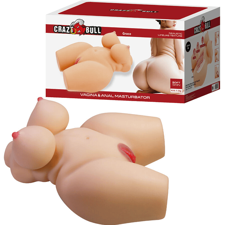 CRAZY BULL - GRACE TRONCO FEMININO REALISTA VAGINA E ANAL 7,5 KG 1