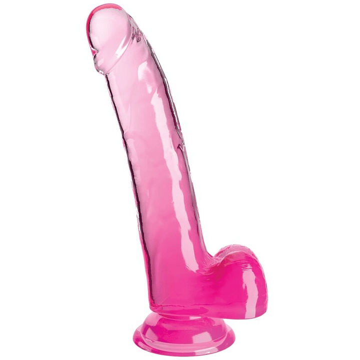 KING COCK - CLEAR DILDO COM TESTÍCULOS 20.3 CM ROSA 1