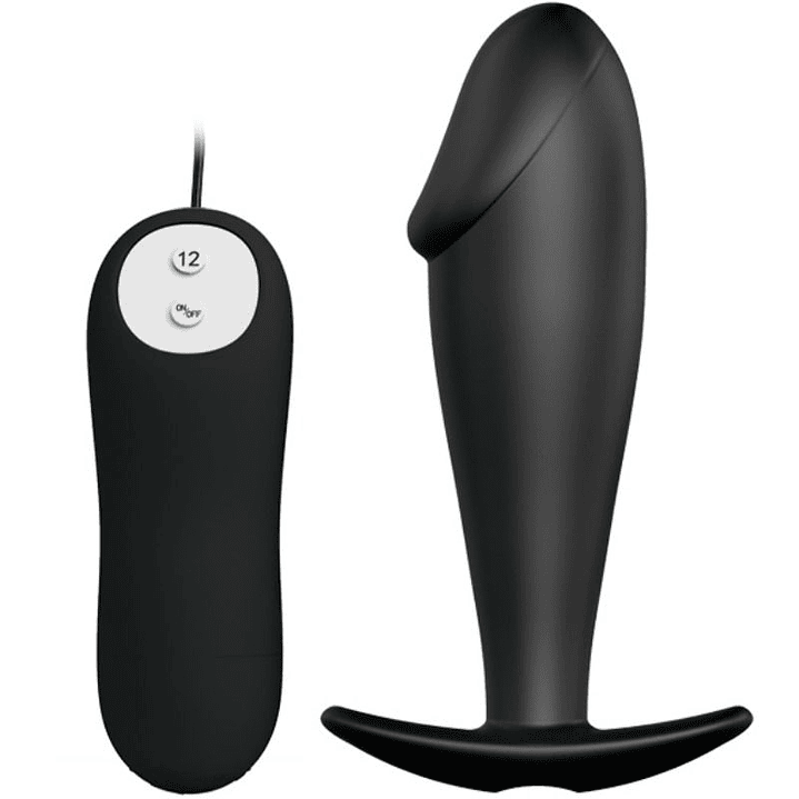 PRETTY LOVE - SILICONE ANAL PLUG FORMA DE PÊNIS E 12 MODOS DE VIBRAO PRETO 1