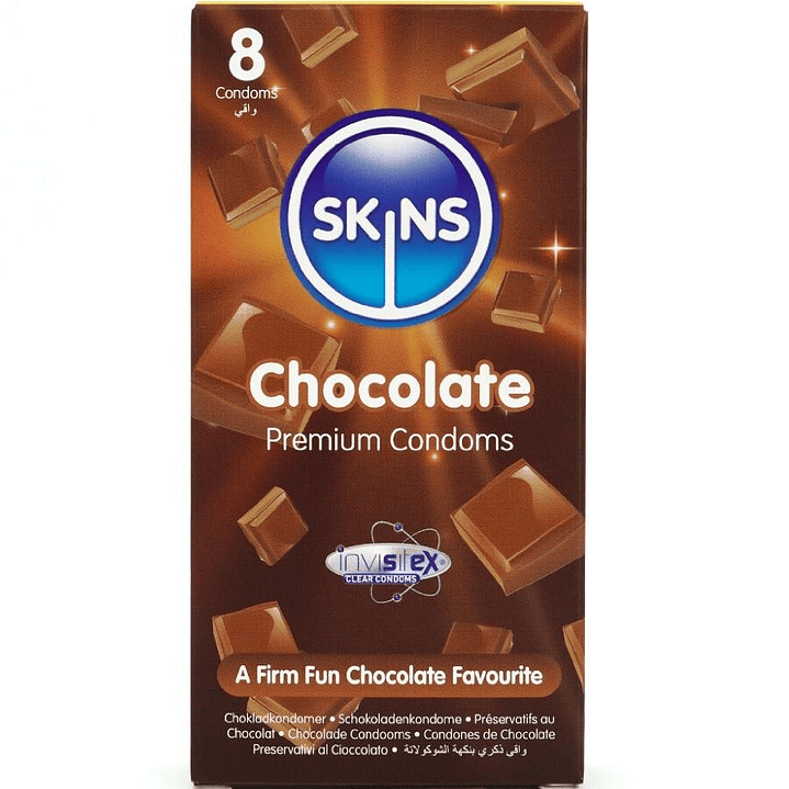 SKINS - PRESERVATIVOS CHOCOLATE PREMIUM PACOTE 8 1
