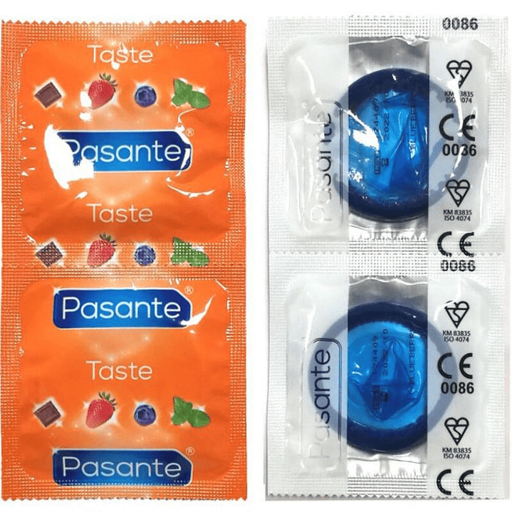 PASANTE - SACO DE PRESERVATIVO SABOR BLUEBERRY 144 UNIDADES 1