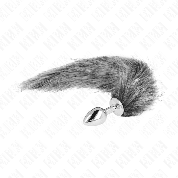 KINK - PLUG ANAL TAMANHO S 7 X 3 CM COM CAUDA SINTÉTICA 40 CM CINZA 1