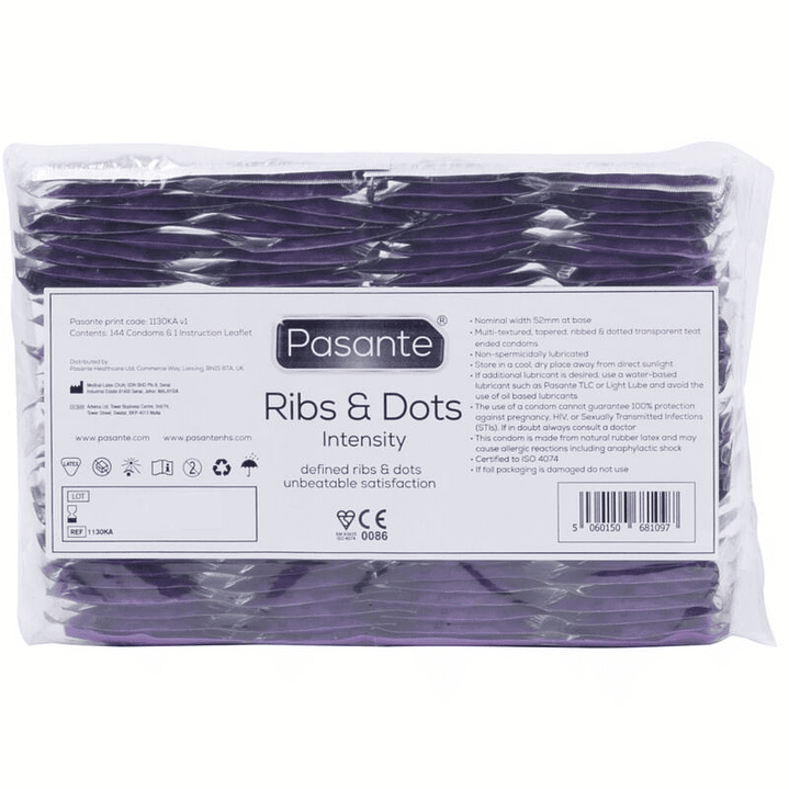 PASANTE - PRESERVATIVOS RIBS & DOTS INTENSITY 144 UNIDADES 1