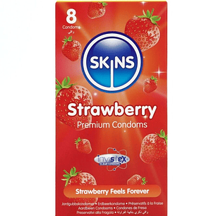 SKINS - PRESERVATIVOS PREMIUM DE MORANGO - PACOTE COM 8