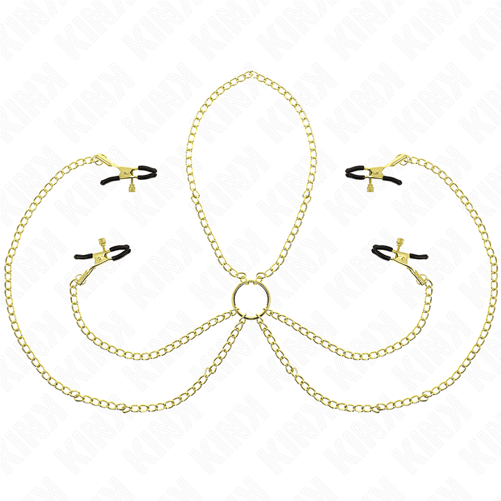 KINK - 4 PINÇAS DE BICO E CLITÓRITO AJUSTÁVEIS OURO 1