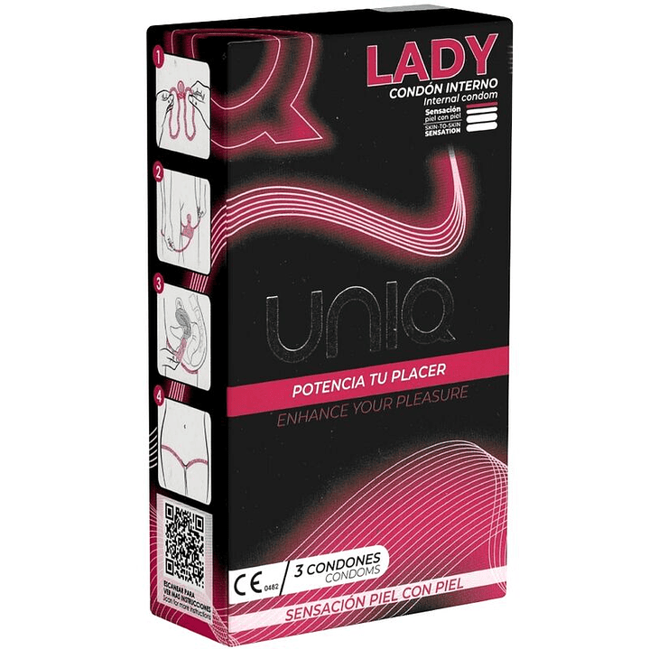 UNIQ - LADY CONDOM PRESERVATIVOS FEMININOS SEM LÁTEX COM CINTA LIGA 3 UNIDADES 1