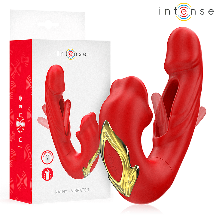 INTENSE - NATHY VIBRADOR DUPLO COM BOCA ESTIMULANTE MULTIFUNÇÕES VERMELHO 1