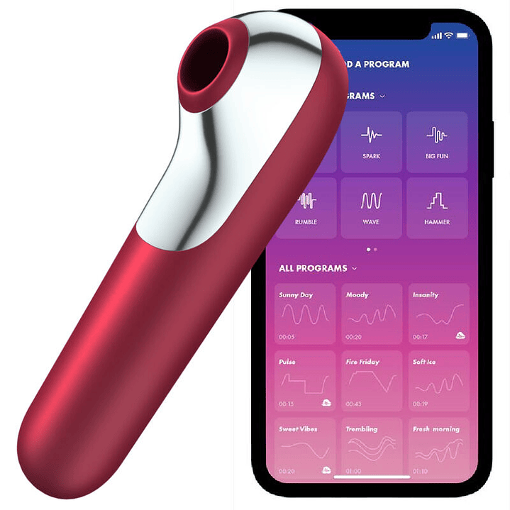 SATISFYER - VIBRADOR E SUCCIONADOR DUAL LOVE COM AR PULSADO VERMELHO 1
