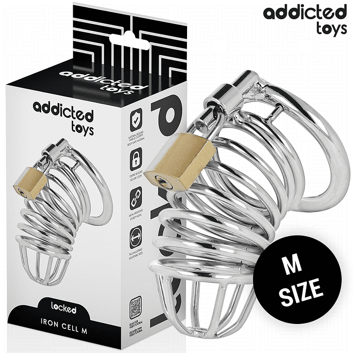 ADDICTED TOYS LOCKED - GAIOLA DE PÊNIS DE METAL COM CÉLULA DE FERRO TAMANHO M 1