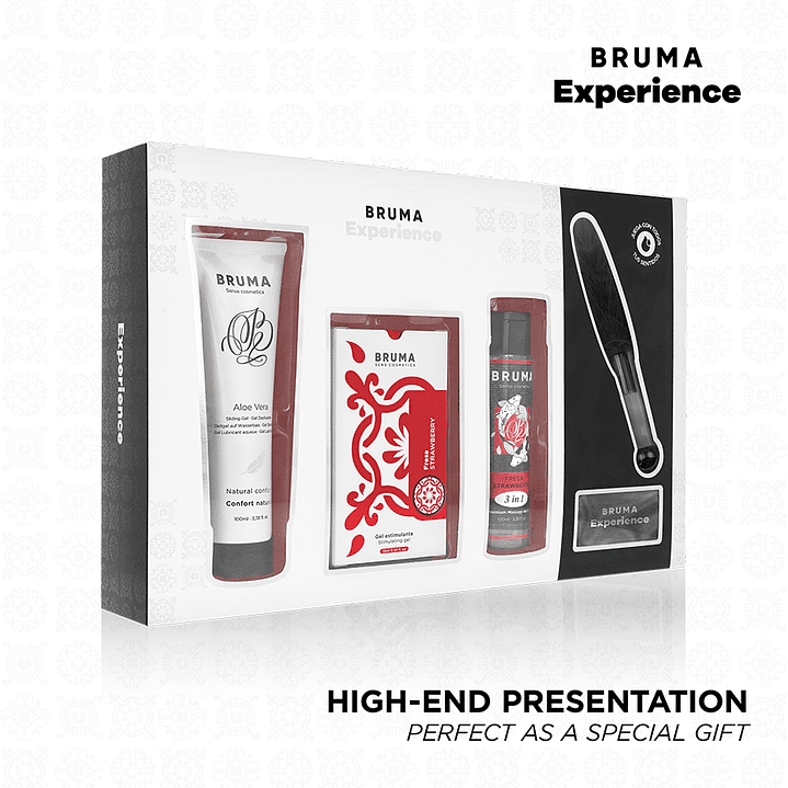 BRUMA XPERIENCE - KIT TENTAÇÃO DE MORANGO DOCE COM POTENCIALIZADOR DE ORGASMO 1