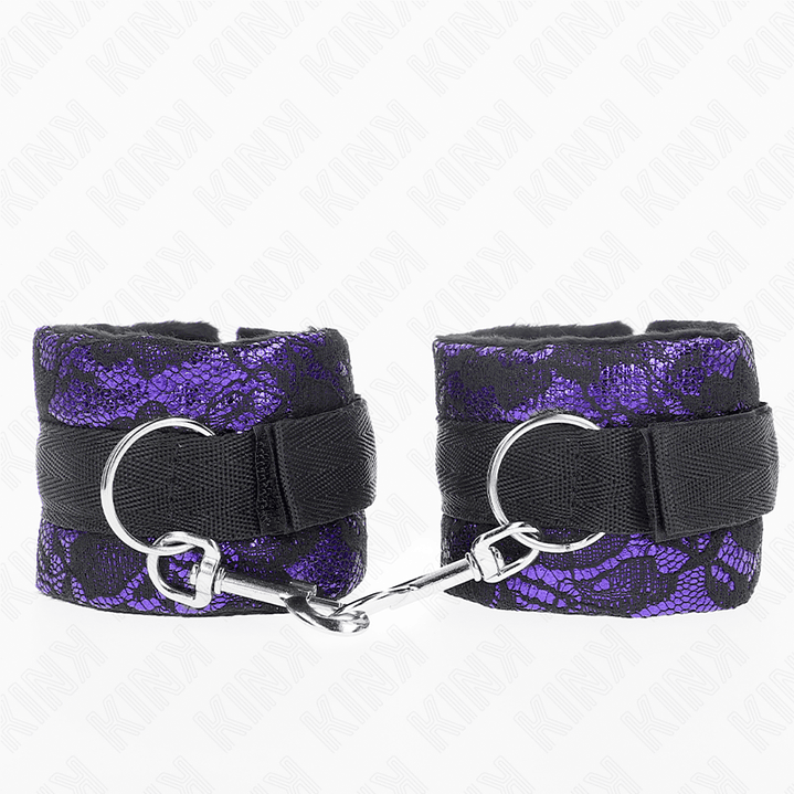 KINK - PUNHOS DE RENDA DE VELUDO CURTO E BIND DE NYLON ROXO / PRETO 23 X 6,5 CM 1