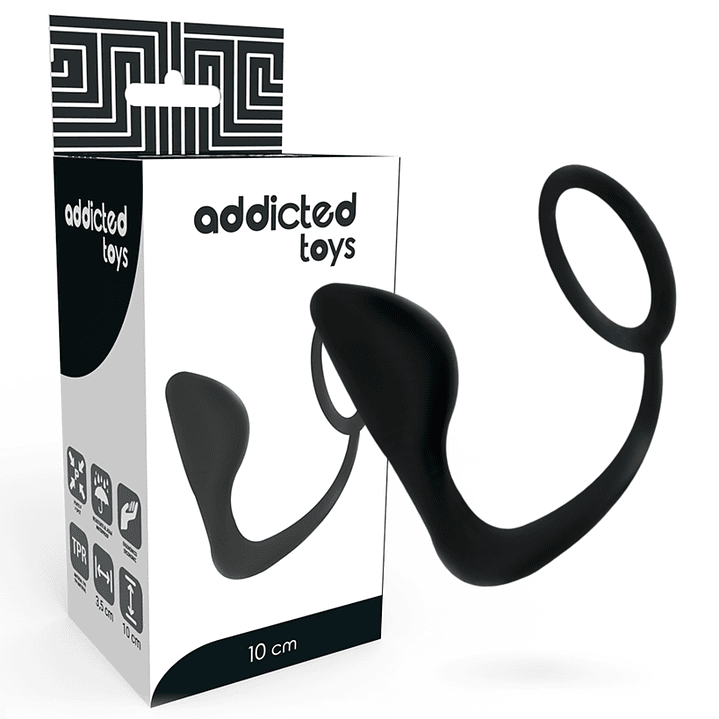 ADDICTED TOYS - PLUG ANAL COM ANEL DE PÊNIS PRETO 1