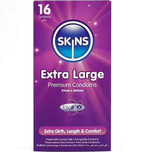 SKINS - PRESERVATIVOS EXTRA GRANDE PREMIUM PACOTE COM 16