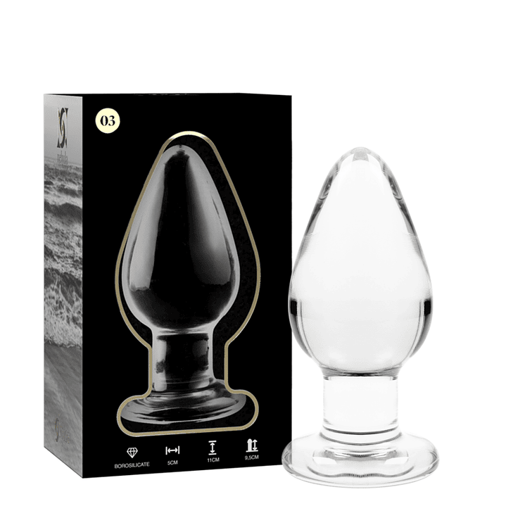 NEBULA SERIES BY IBIZA - MODELO 3 ANAL PLUG VIDRO BOROSILICADO TRANSPARENTE 11 CM -O- 5 CM 1