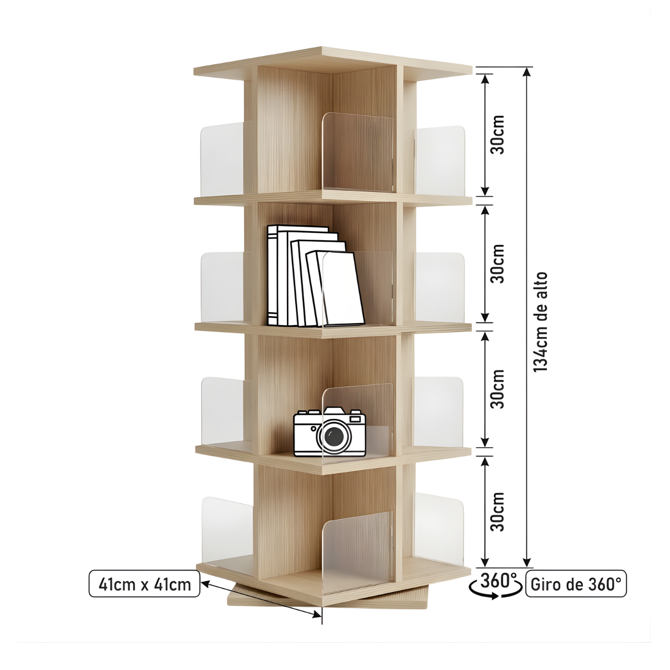 Mueble Librero Góndola Giratorio 360° 3