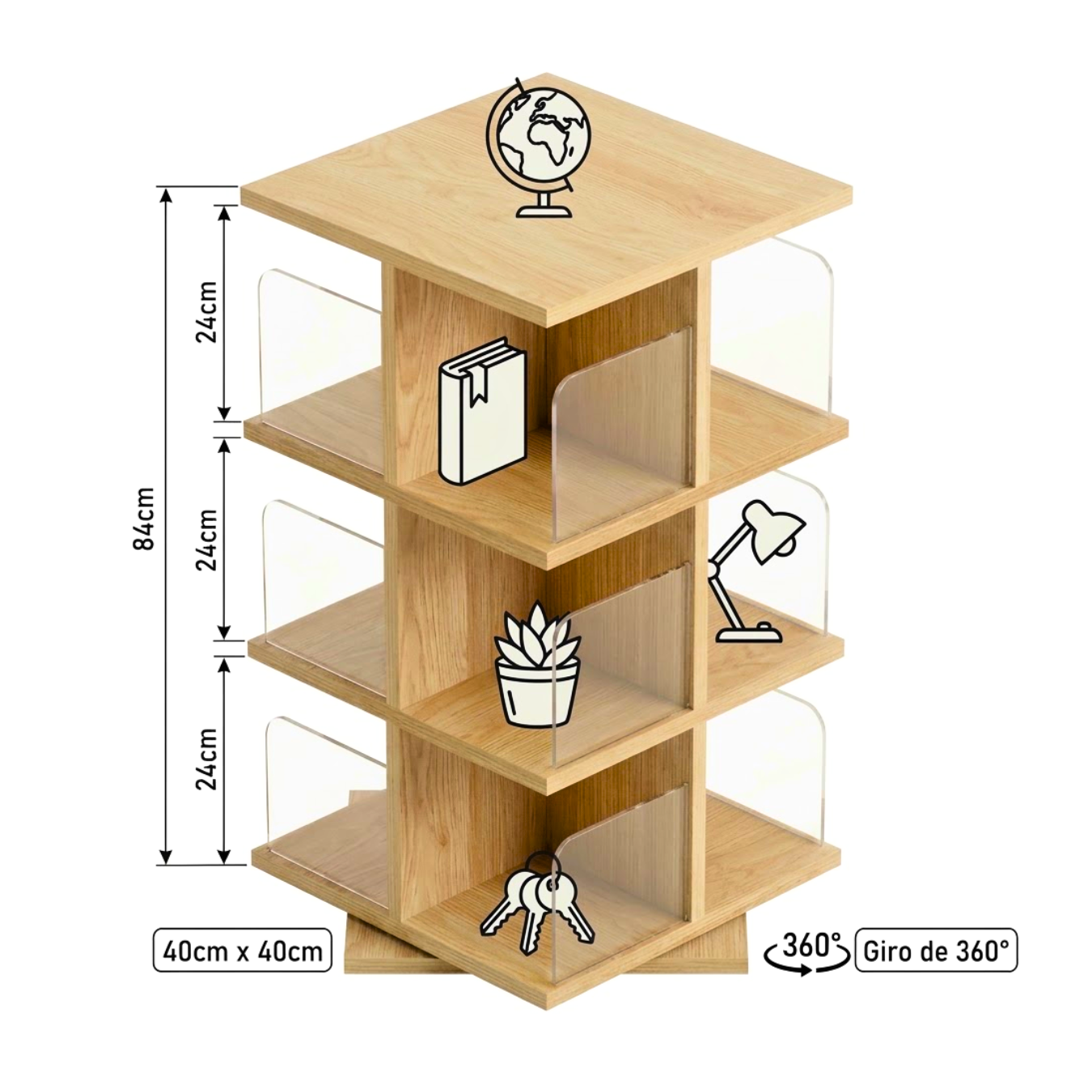 Mueble Librero Giratorio 360° – Pequeño 3