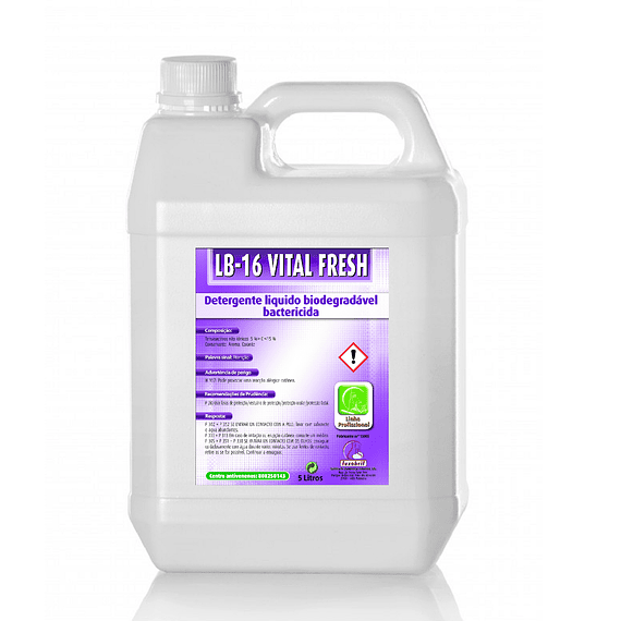 LB-16 VITAL FRESH - Detergente líquido biodegradável com acção bactericida. 