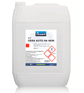 IA-8 CERA AUTO HA NEW - Cera Técnica de Secagem Rápida para Veículos – Brilho e Proteção Anticorrosiva - 20 Litros