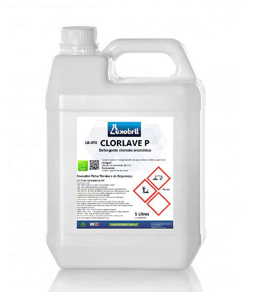 LB-870 CLORLAVE P - Detergente Clorado aromático - 5 Litros